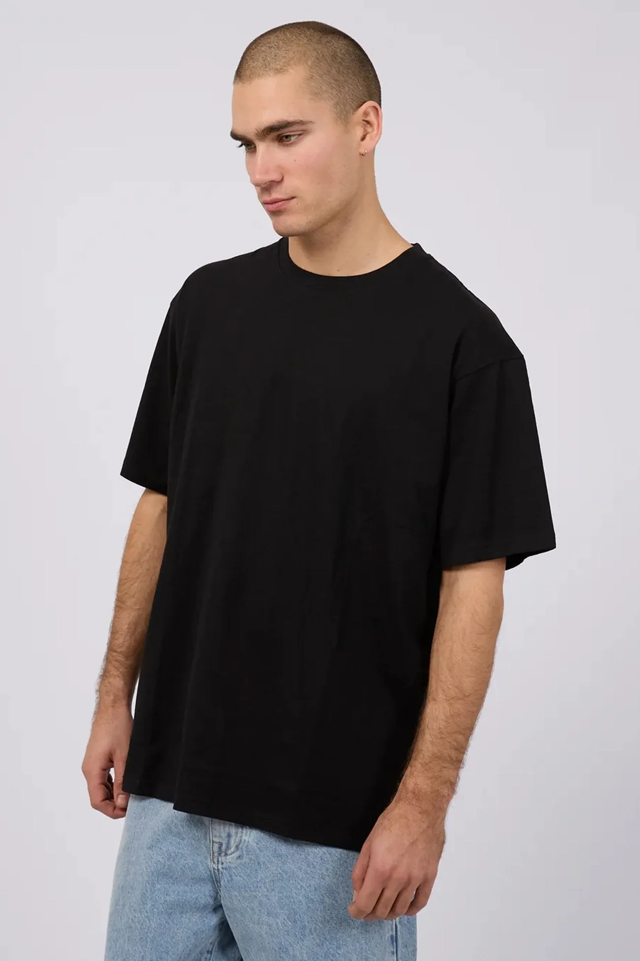 Classic Tee Black Tactile Soft Texture HighNeckline