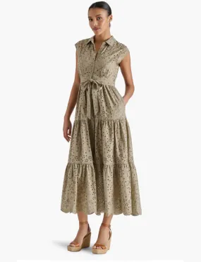Vintage-Inspired Perfect Day-to-Night Clover Dress, Silver Sage