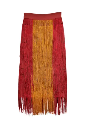 Effortless Design Color Block Fringe Skirt- Rust