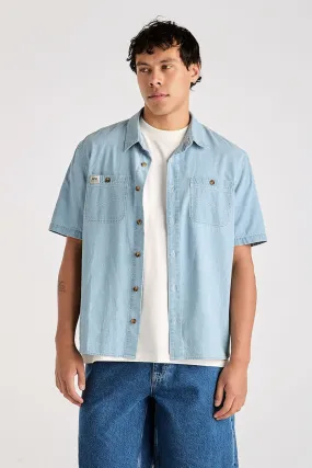 Lee Workers Short Sleeve Shirt Washed Chambray Drop Shoulder