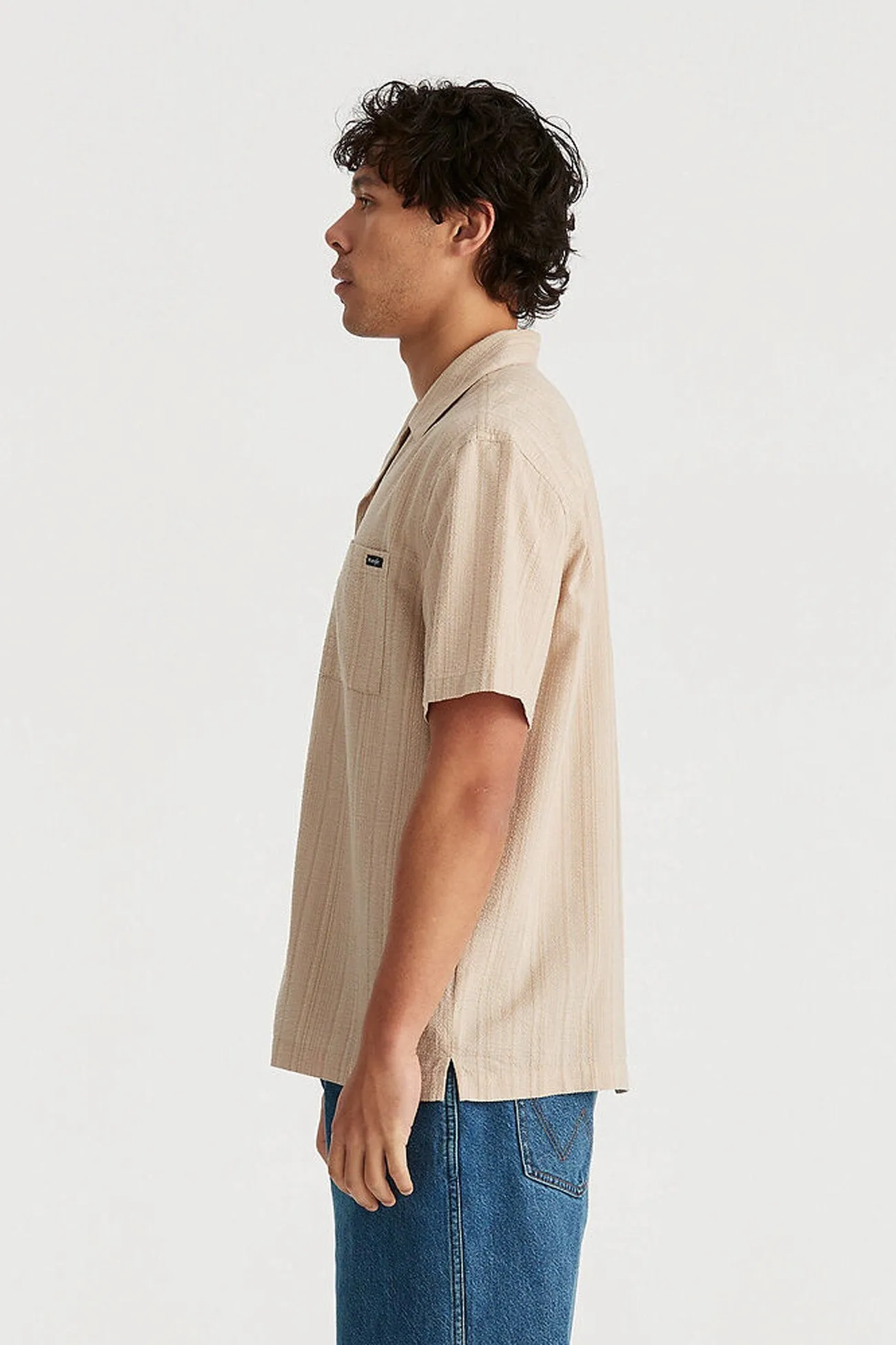 Resort Shirt Sandbank Stripe Reinforced Hem Stitching Tencel Cotton Hybrid Weave