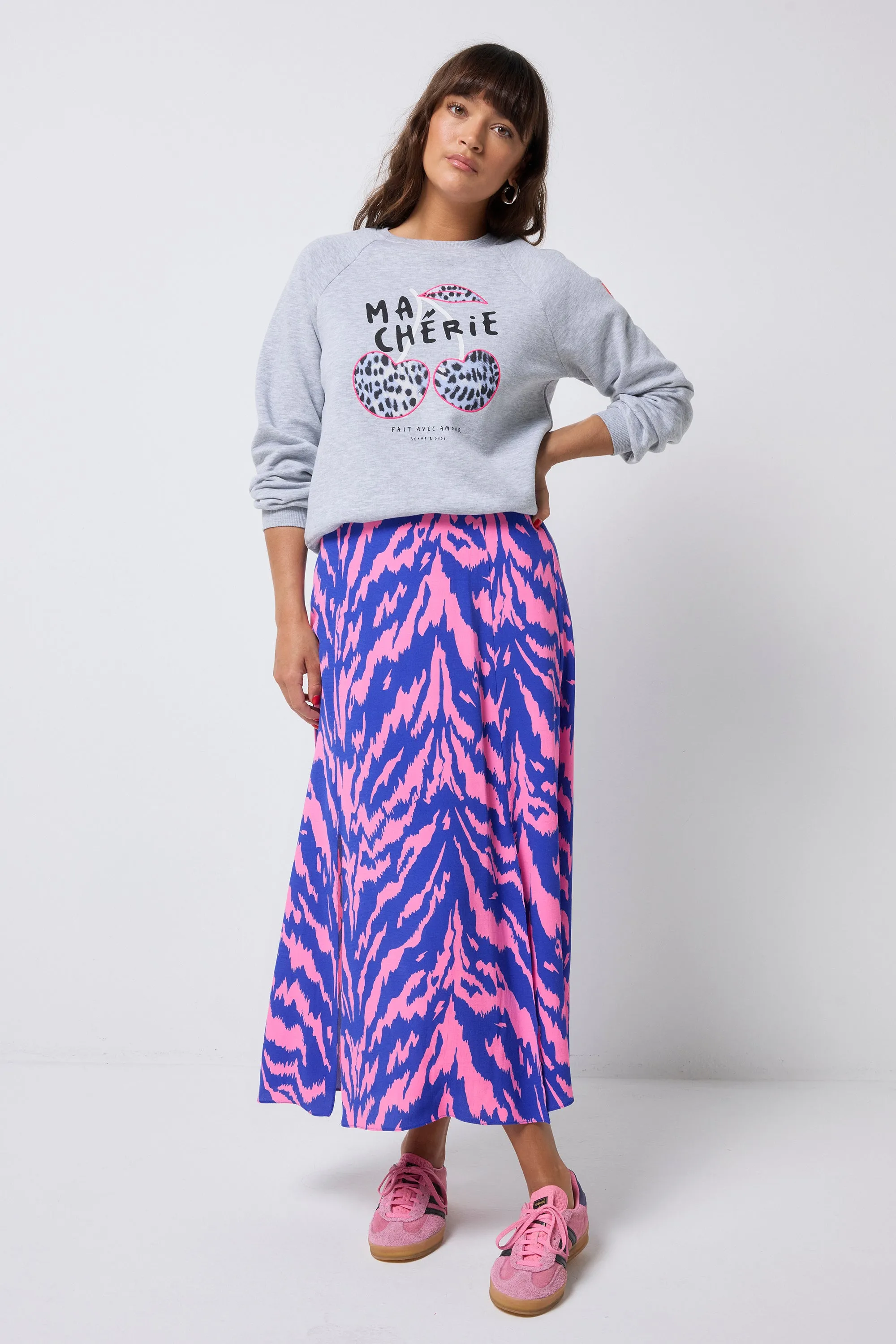 Light Grey Marl Ma Cherie Sweatshirt ribbon accents Anti Pilling