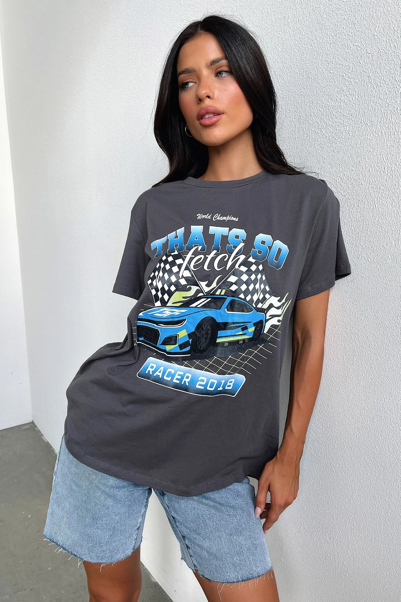 Breathable wear Sleek Stretch Homestretch Oversized Tee - Charcoal