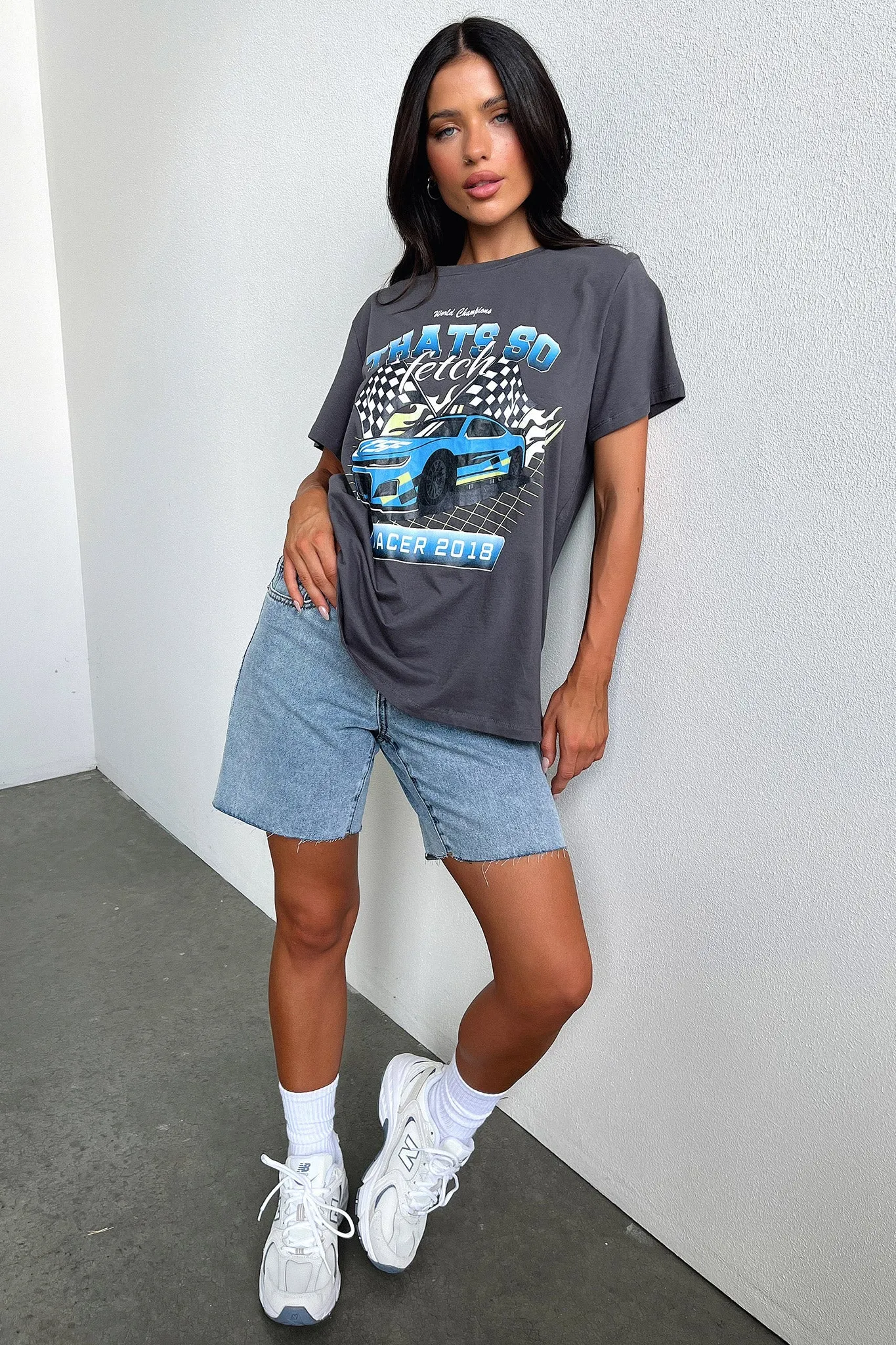 DoubleStitched Seams Fit For Comfort Homestretch Oversized Tee - Charcoal