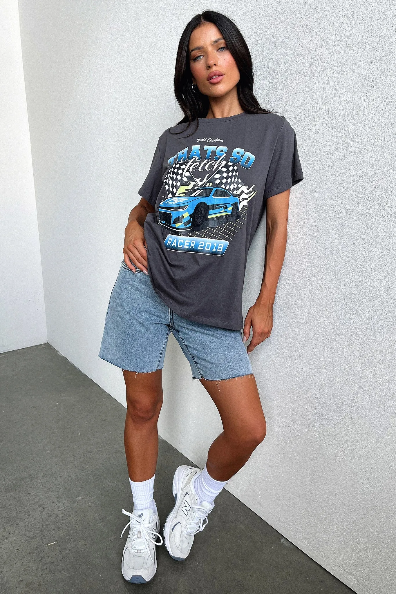 Homestretch Oversized Tee - Charcoal Cozy Stretch Rayon blend