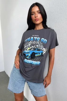 Homestretch Oversized Tee - Charcoal Chill Design Classic Smart