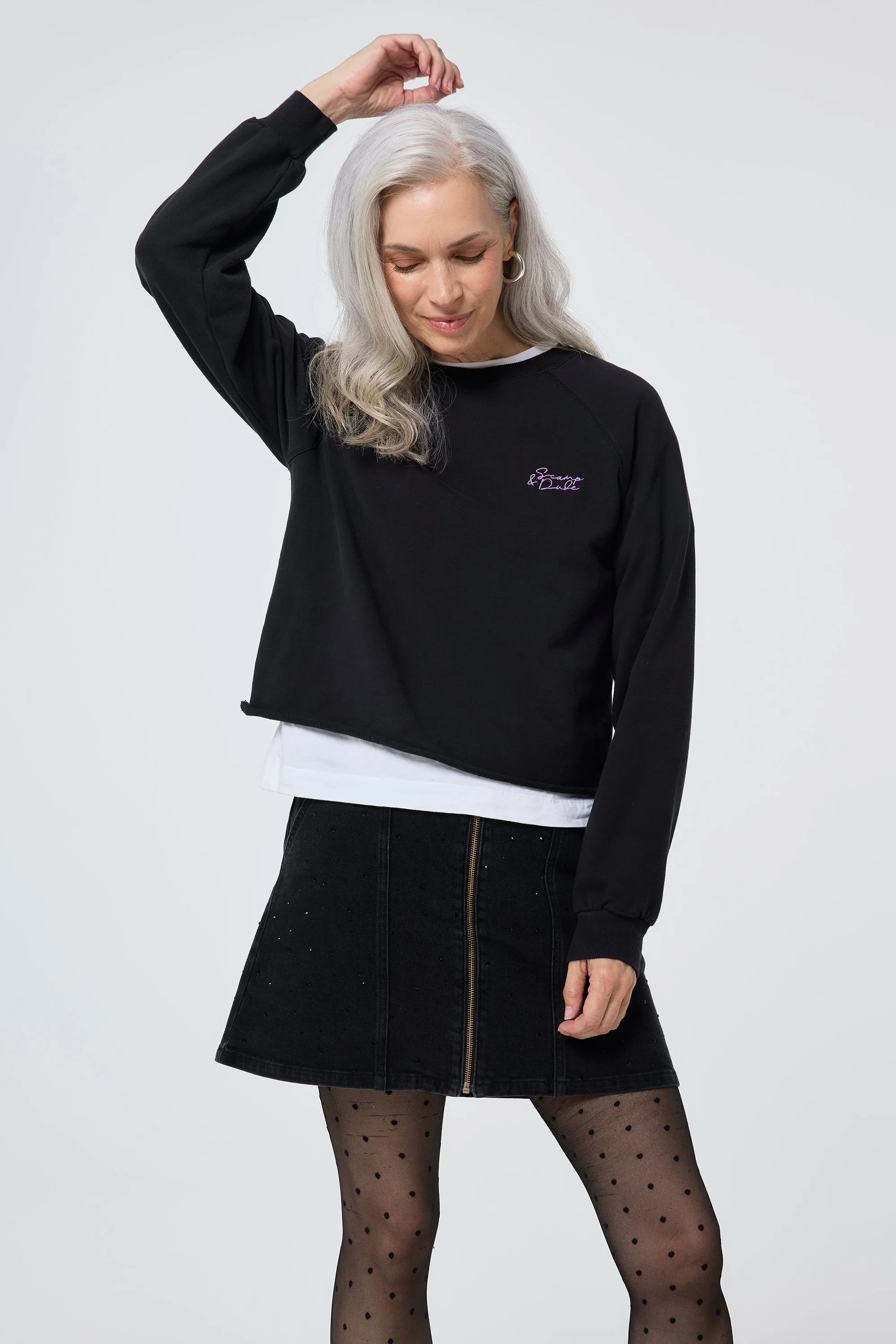 product tie dye uniqueness Washed Black Cropped Sweatshirt