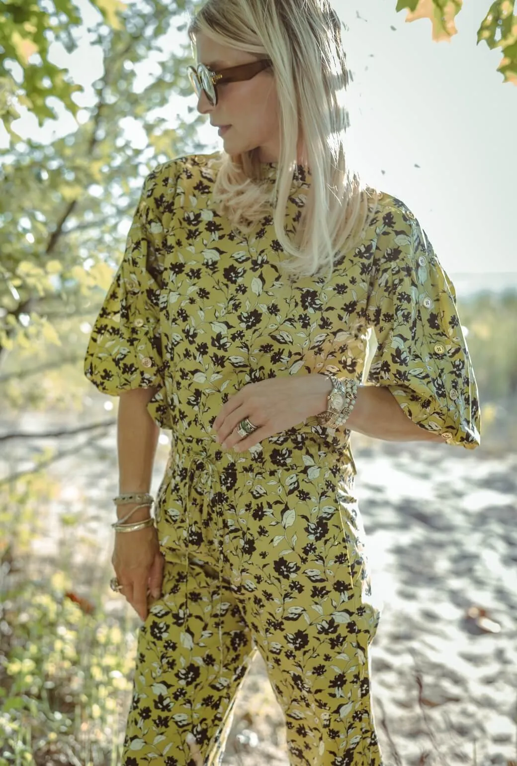 Trendy Cut Le Culottes Full Length - Chartreuse Floral