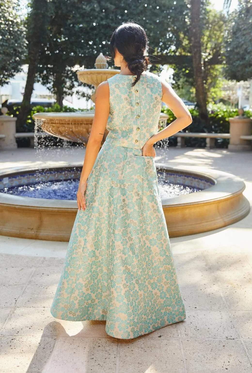 Guest Skirt - Aqua Brightline Simple Silhouette Workwear
