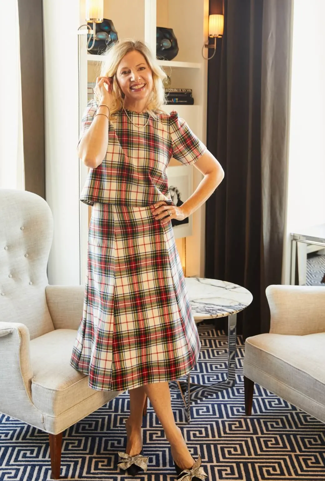 Chill Fit Holiday Guest Skirt MIDI - Stewart Plaid
