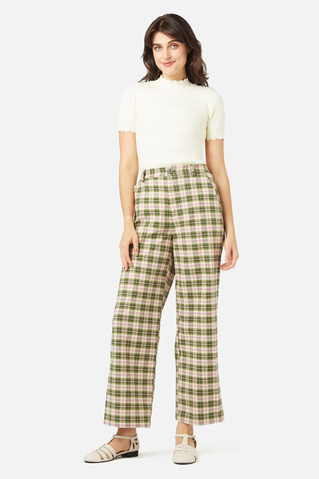 Hazel Check Pant Chic Fit ElasticWaist