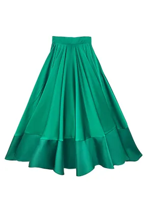 Buru x Old Soul Etiquette Lucinda Skirt - Green Satin & Twill Comfy Feel Performance Ready