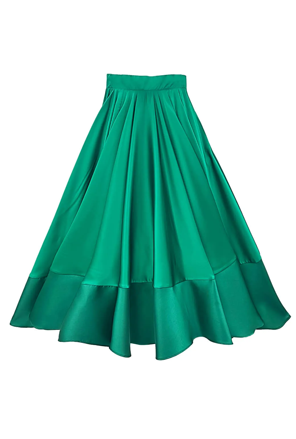 Buru x Old Soul Etiquette Lucinda Skirt - Green Satin & Twill Comfy Feel Performance Ready