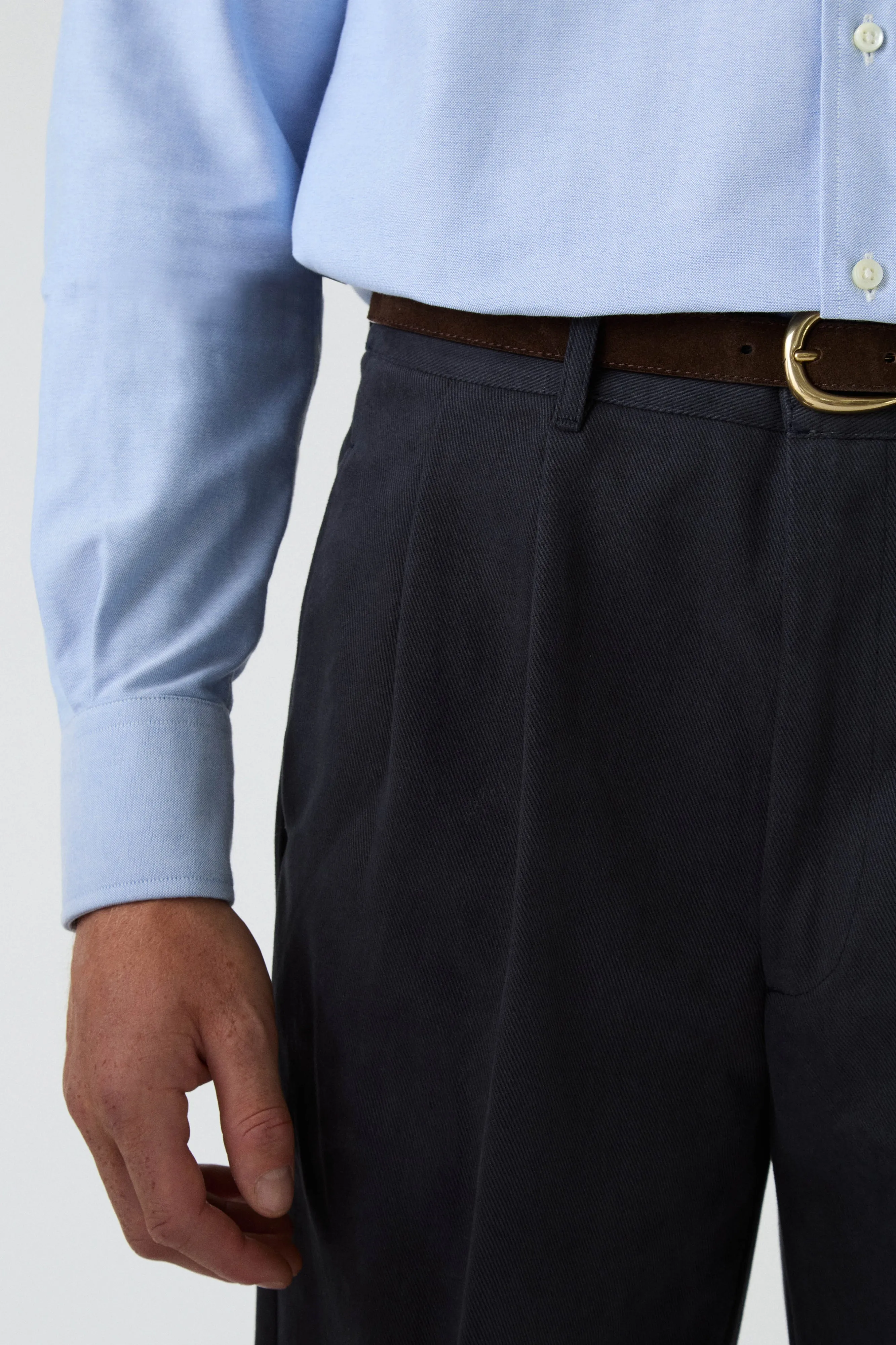 Seamless Waistband EcoFriendlyMaterials Antonello Cotton Trousers - Navy