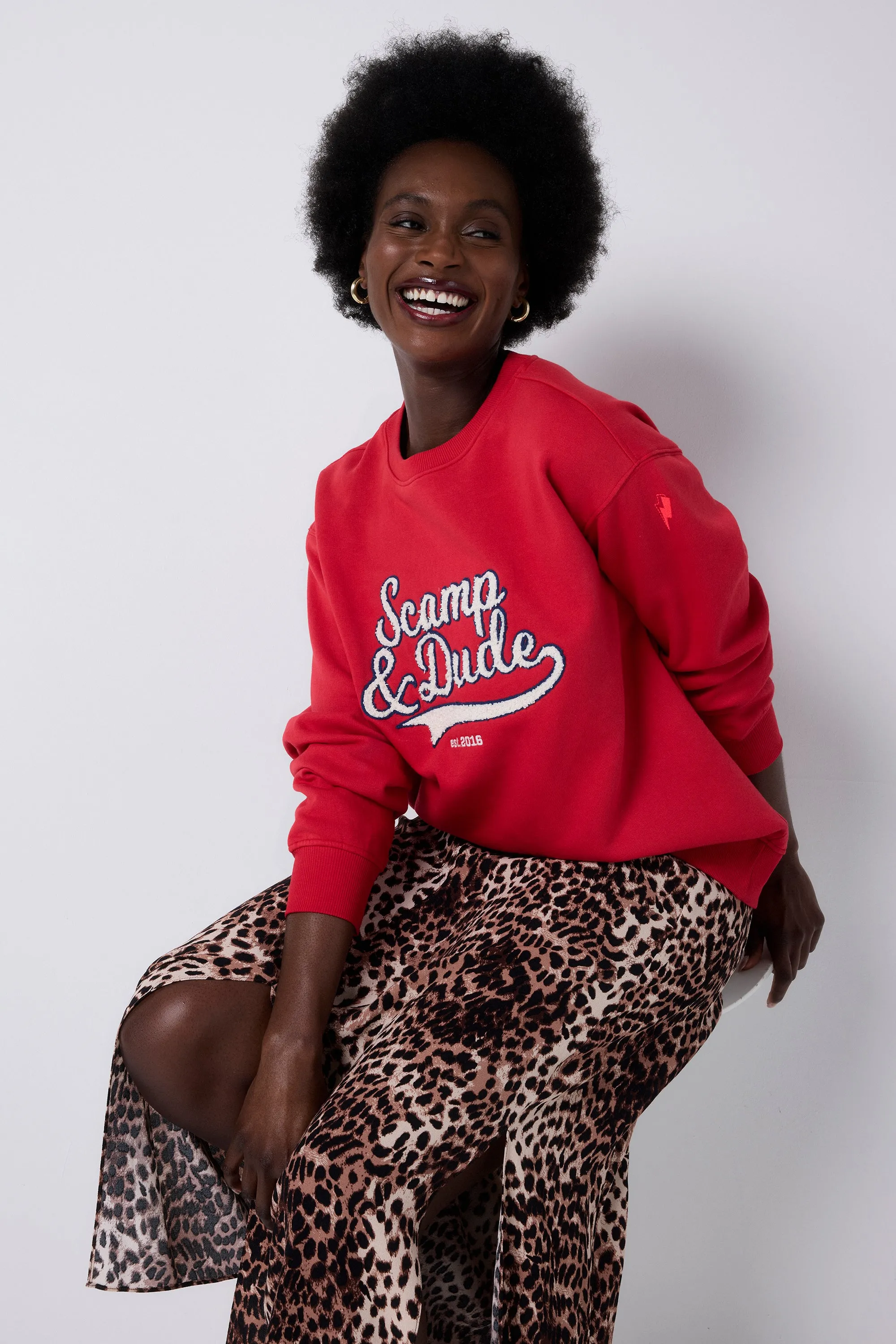 teens' product review Red Varsity Scamp & Dude Oversized Sweatshirt