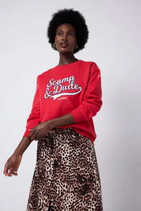 zippered Everyday Comforts Red Varsity Scamp & Dude Oversized Sweatshirt