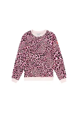 Neutral with Pink and Black Rock and Roll Leopard Classic Sweatshirt Essential Chic Brand Reputation