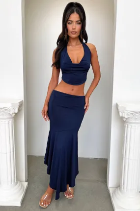 Aida Maxi Skirt - Navy Texture Shot Silicone Grip Trim