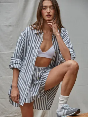 Move Friendly Minimal Fit STRIPPED BOXER SHORT - IVORY/NAVY