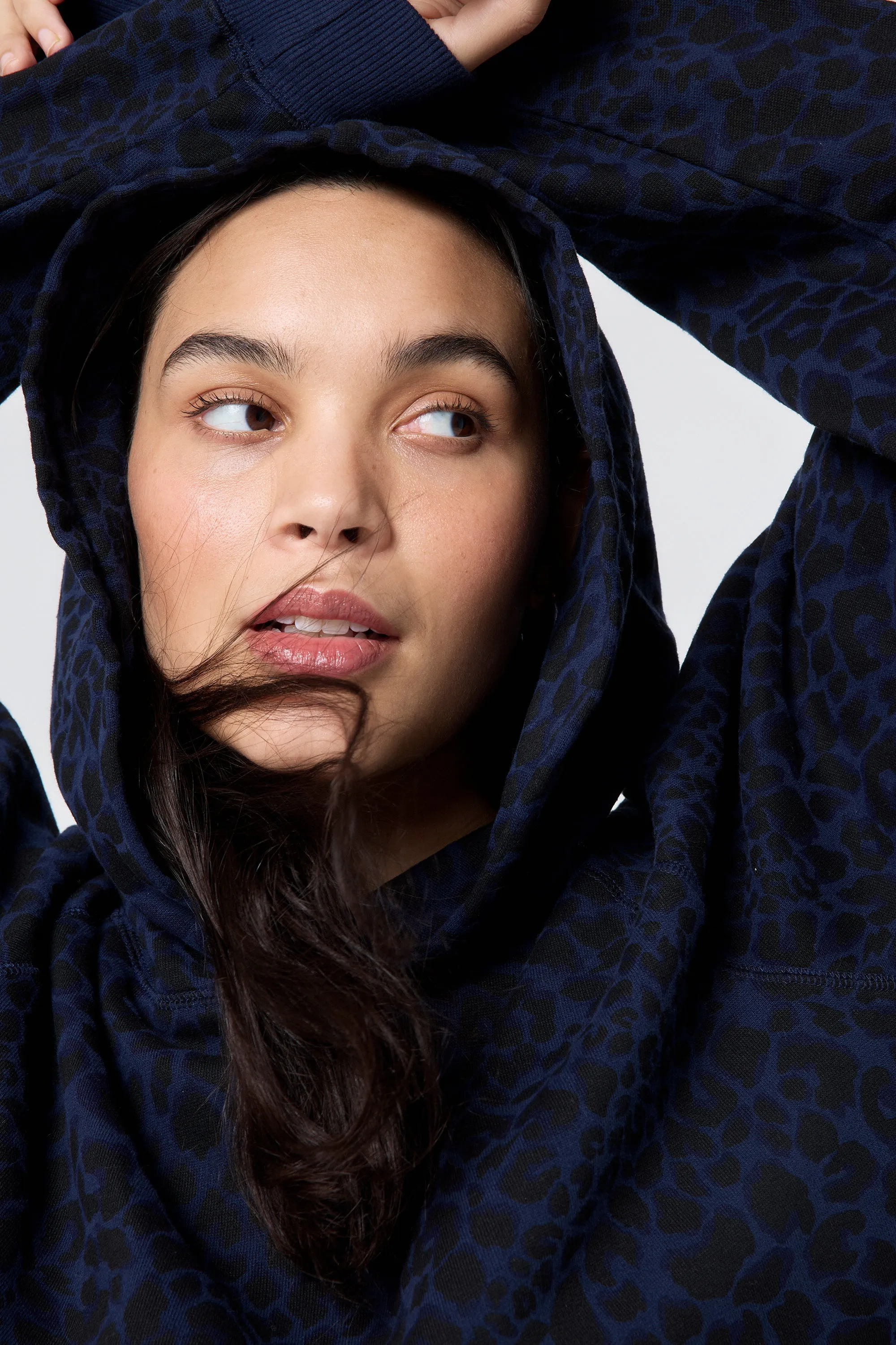 Best Selling Navy with Black Rock and Roll Leopard Hoodie