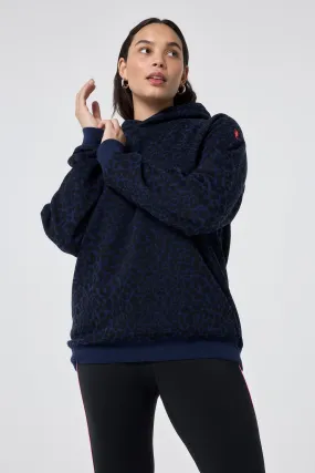 Navy with Black Rock and Roll Leopard Hoodie Midweight Material Light Fit