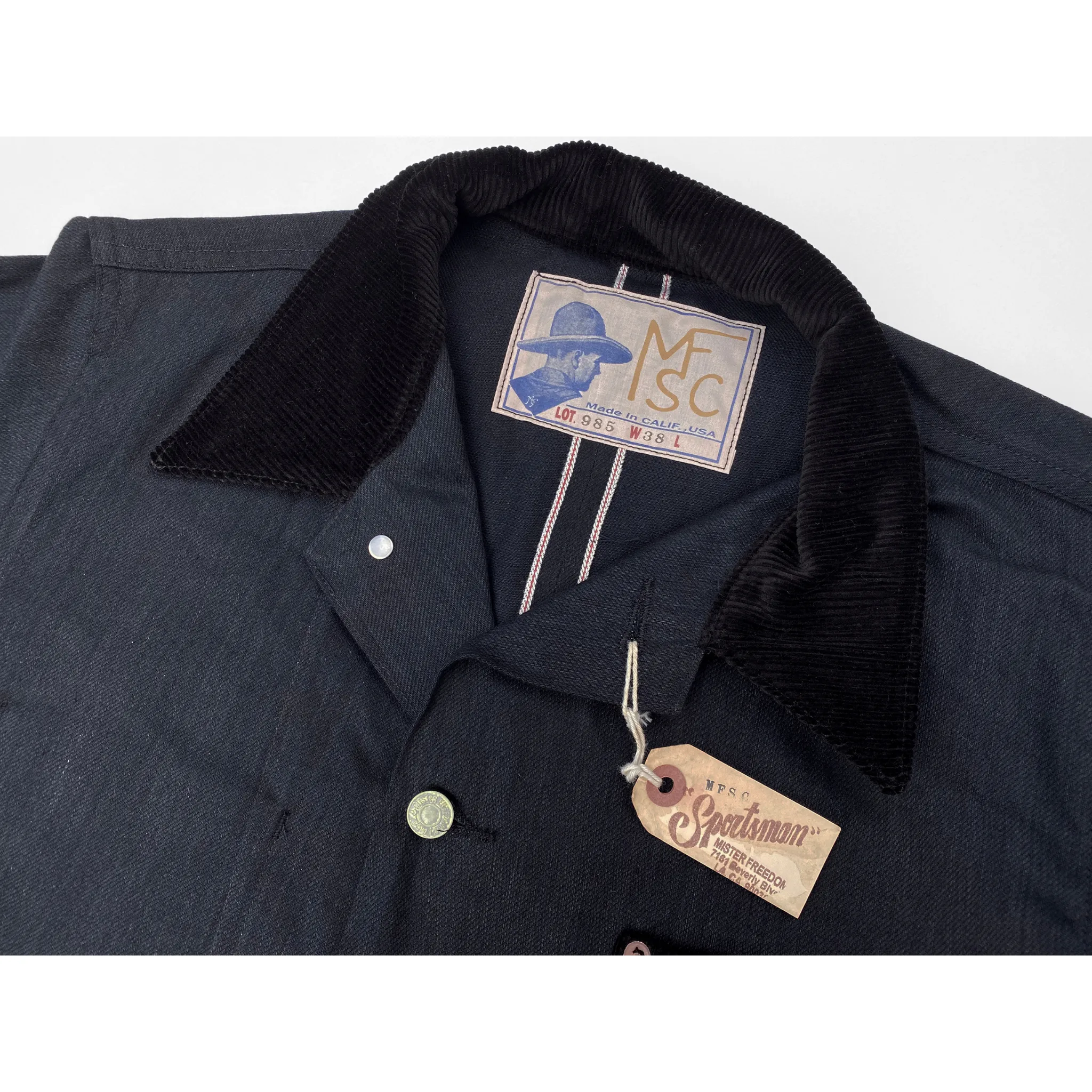 Knee Length Airflow Ventilation The Desperado Brush Coat - Black Sulfur-dyed Denim