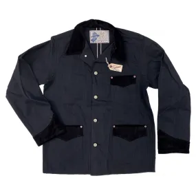 Noise Reduction Design Flexible Shoulder Panels The Desperado Brush Coat - Black Sulfur-dyed Denim