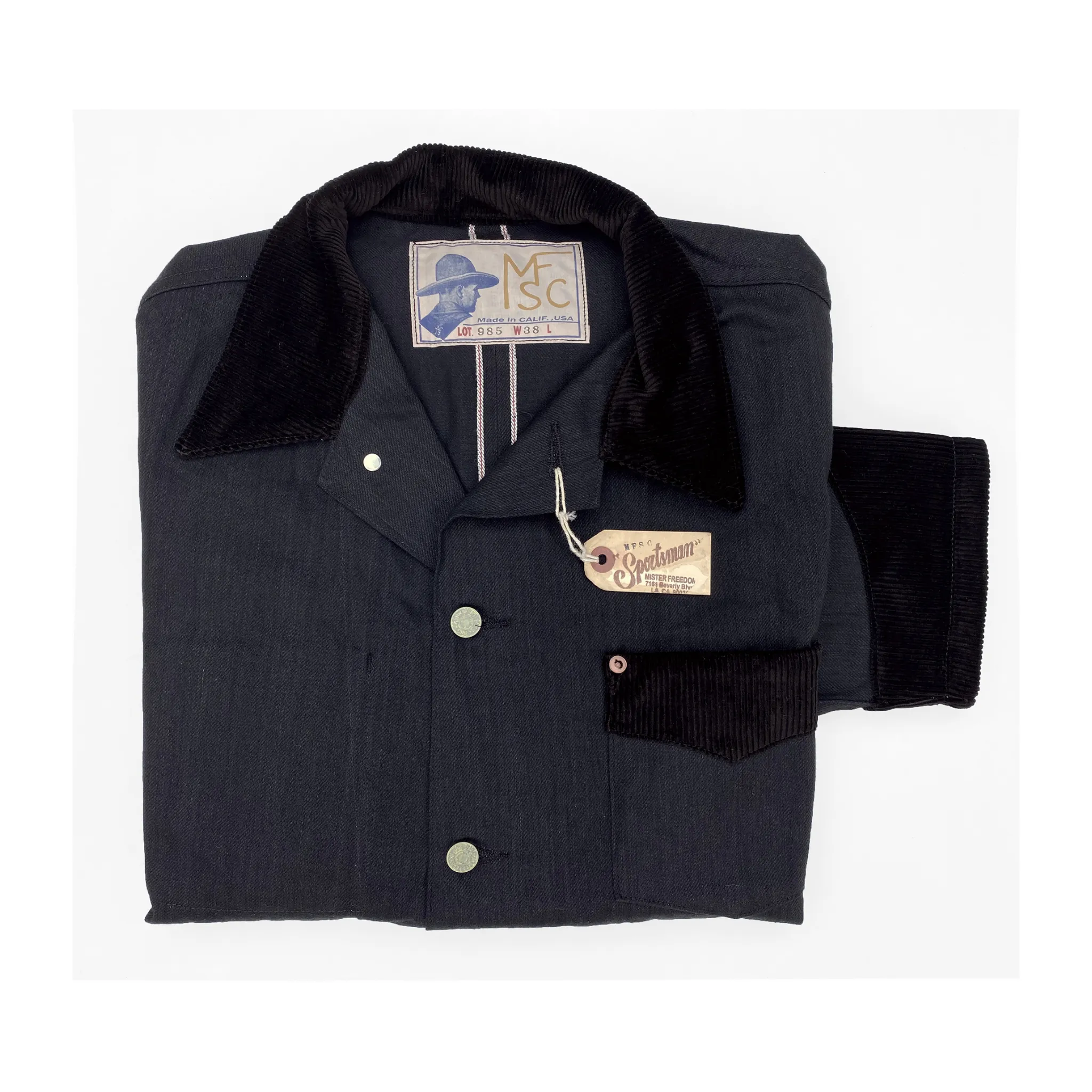 The Desperado Brush Coat - Black Sulfur-dyed Denim Bomber Cut Heat Reflective Lining