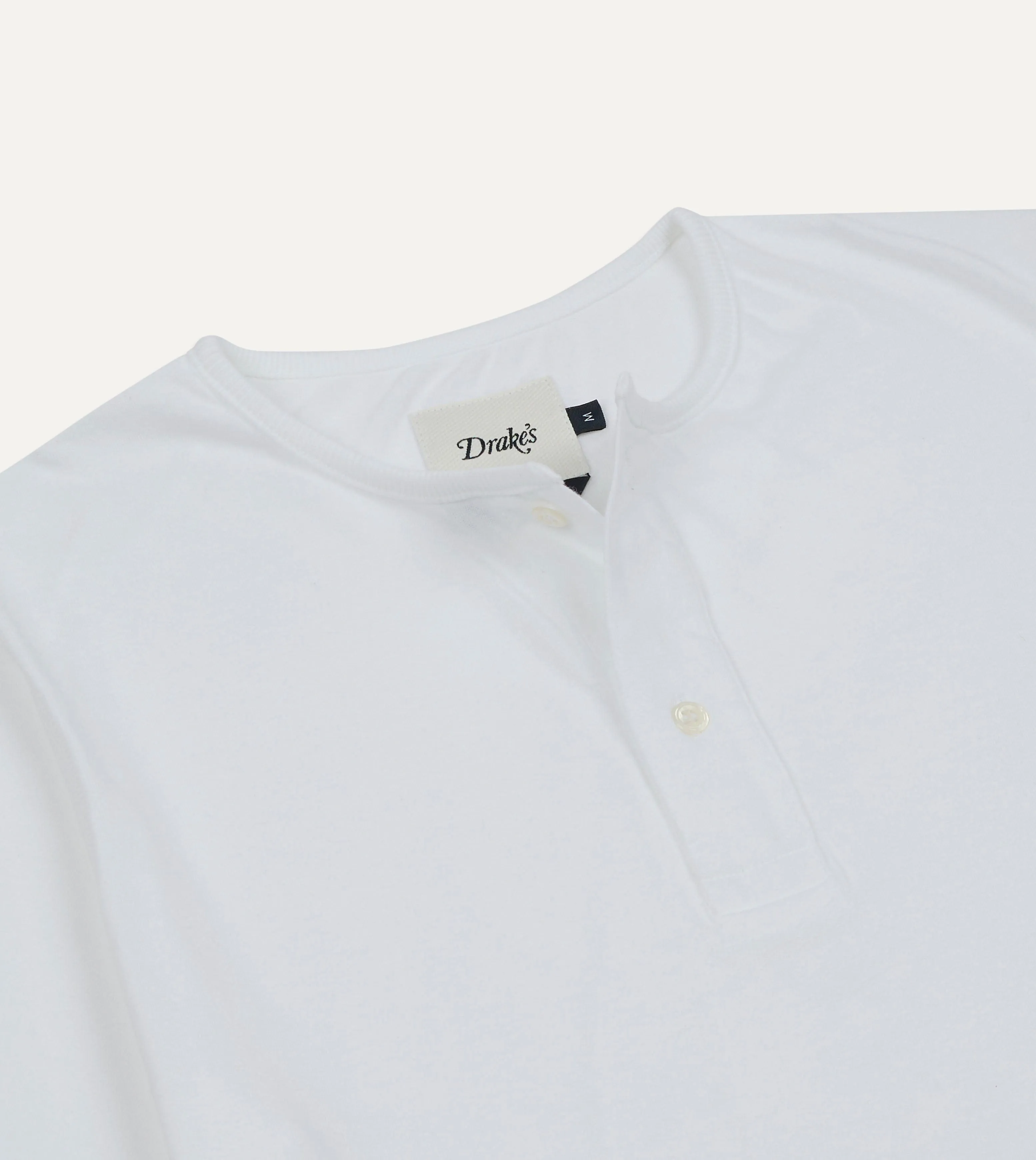 White Cotton Two-Button Henley T-Shirt Easy-to-Match
