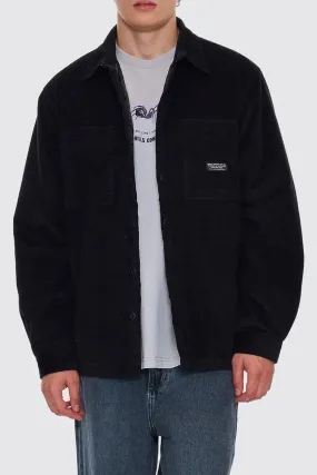 NonRestrictiveCollar Contrast Topstitching Detail Connected Overshirt Black