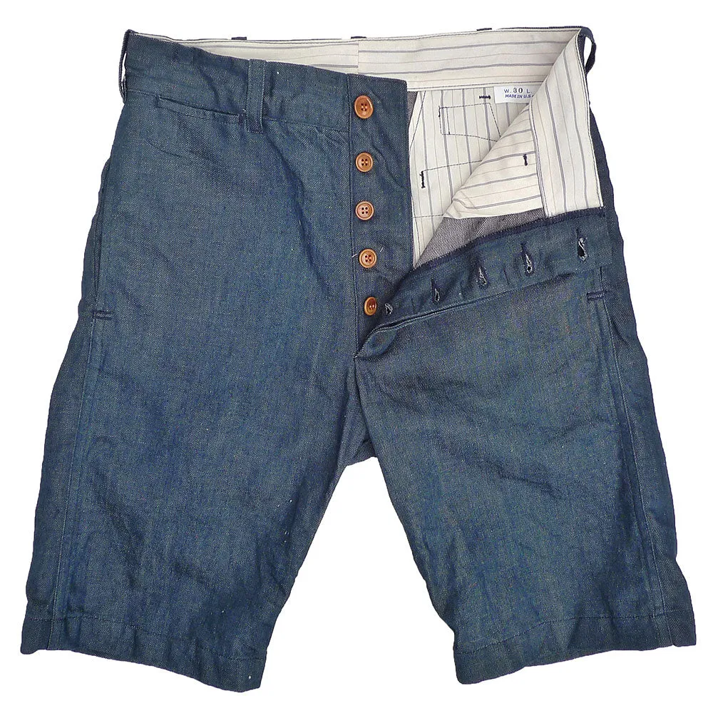Soft touch finish Continental Bermudas - Crosshatch Moss Denim - Warehouse