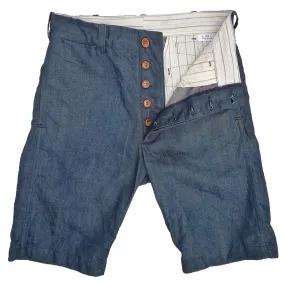 Soft touch finish Continental Bermudas - Crosshatch Moss Denim - Warehouse