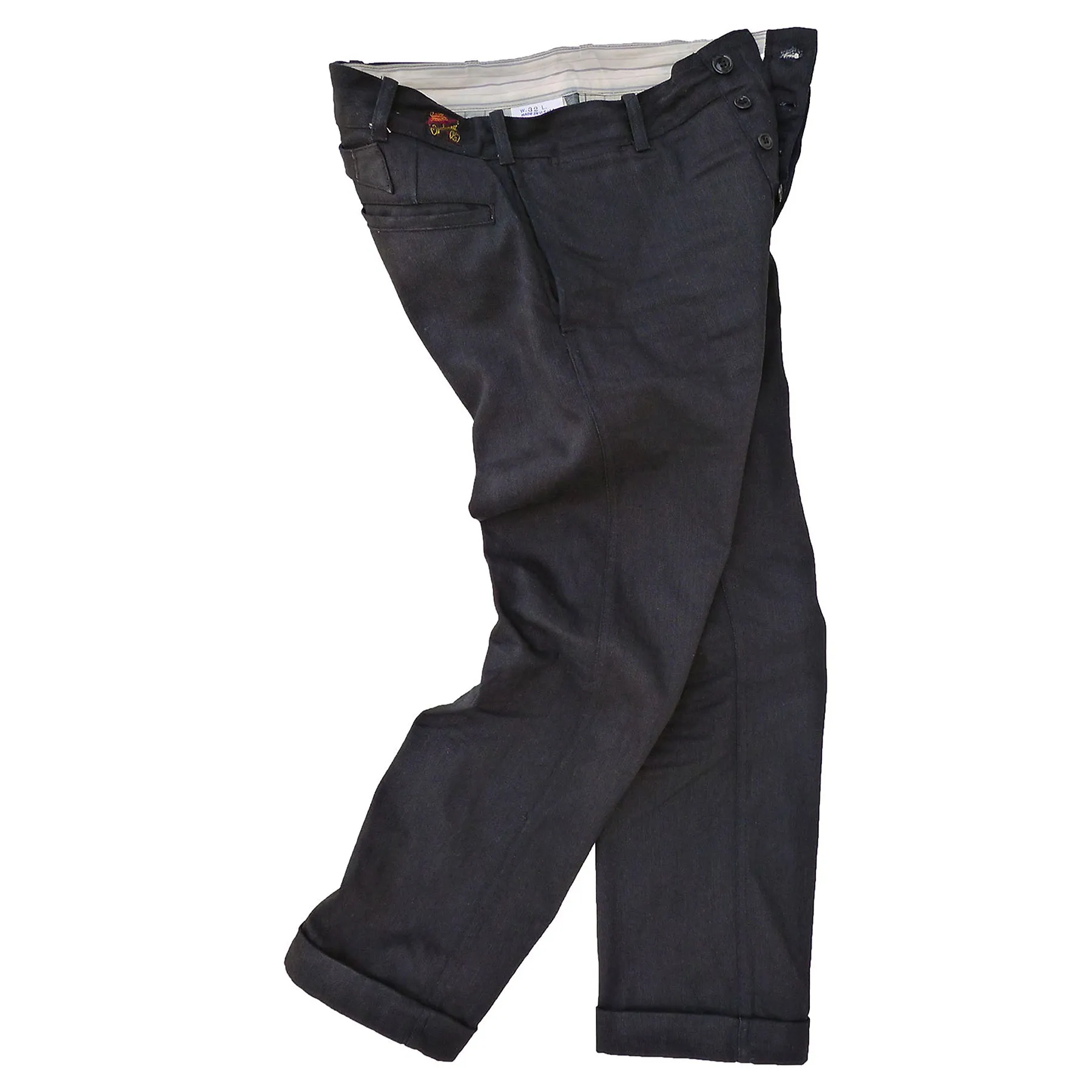 AdjustableDrawstring Continental Trousers - JC Black Coated Denim