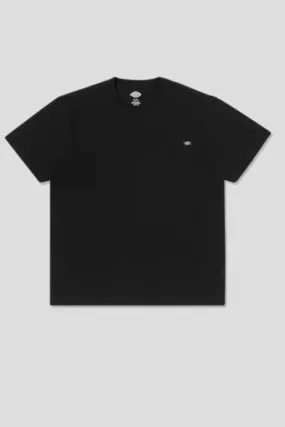 Rolled Hem Finish Breathable Mesh Back Heavy Jersey Pocket Tee Black