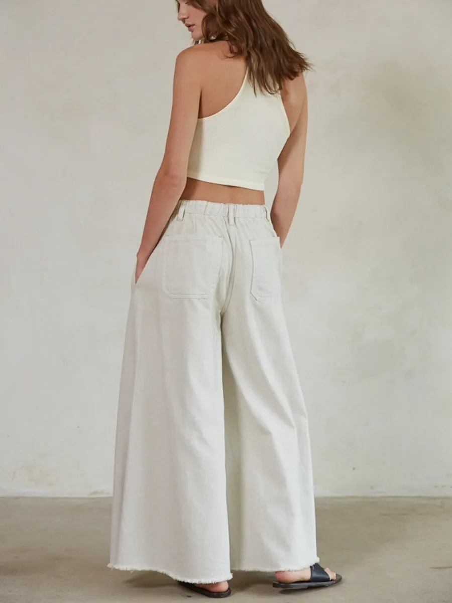 COTTON DENIM WIDE LEG PANT ErgonomicStitching Quick Movement Wear