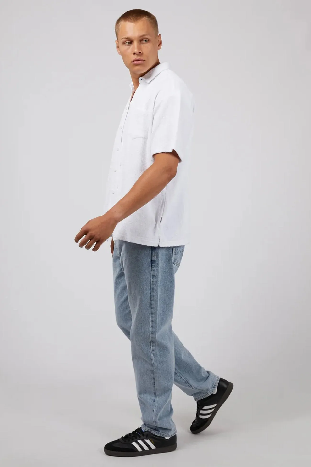 FrictionReducing Buttery Soft Handfeel Cove Short Sleeve Shirt White
