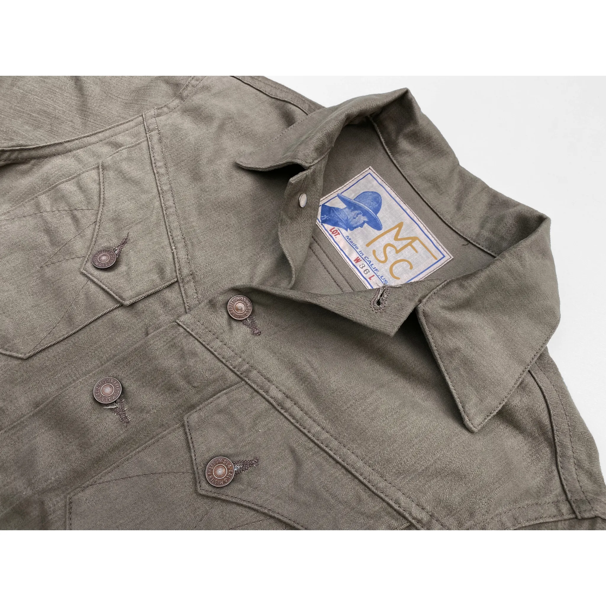 Cowboy Jacket - Mocha Sateen Matte Surface Texture TapedZippers