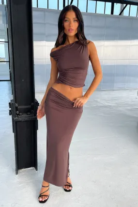 Clean Aesthetic Vamika Maxi Skirt - Brown