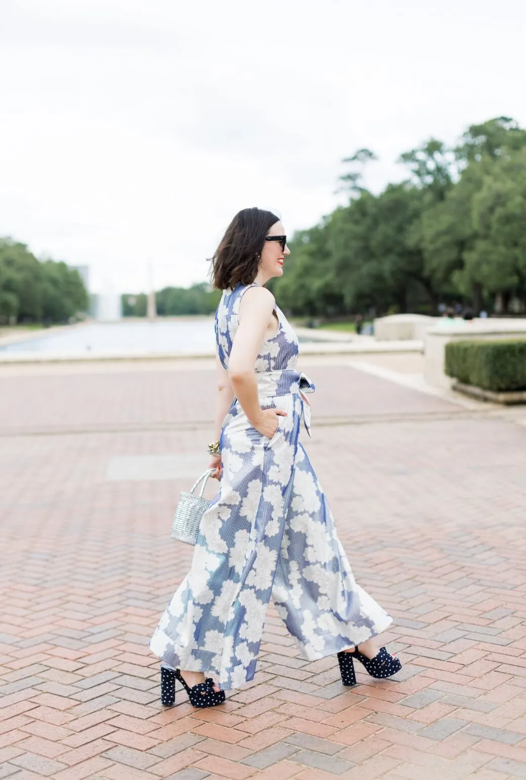 Buru x Val The Royale Jumpsuit - Navy Floral Brocade Relaxed Design Comfortable Layer