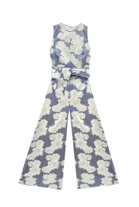 Buru x Val The Royale Jumpsuit - Navy Floral Brocade Flattering Shape Look Quilted-Lining
