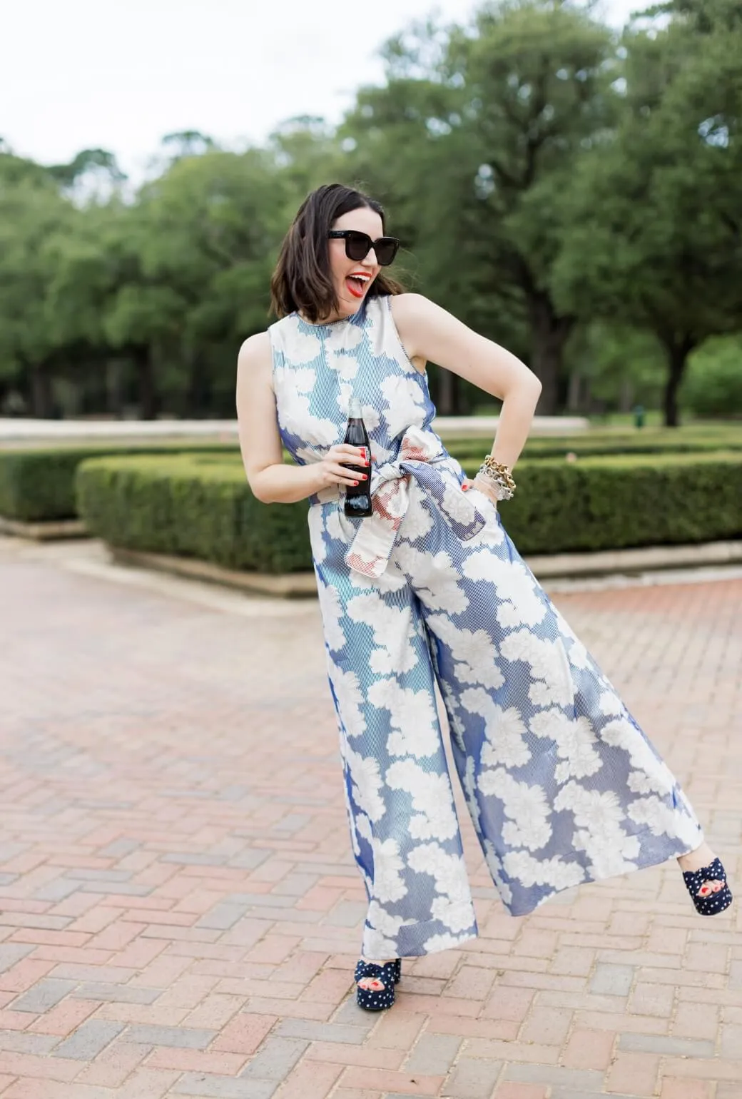 Buru x Val The Royale Jumpsuit - Navy Floral Brocade packable