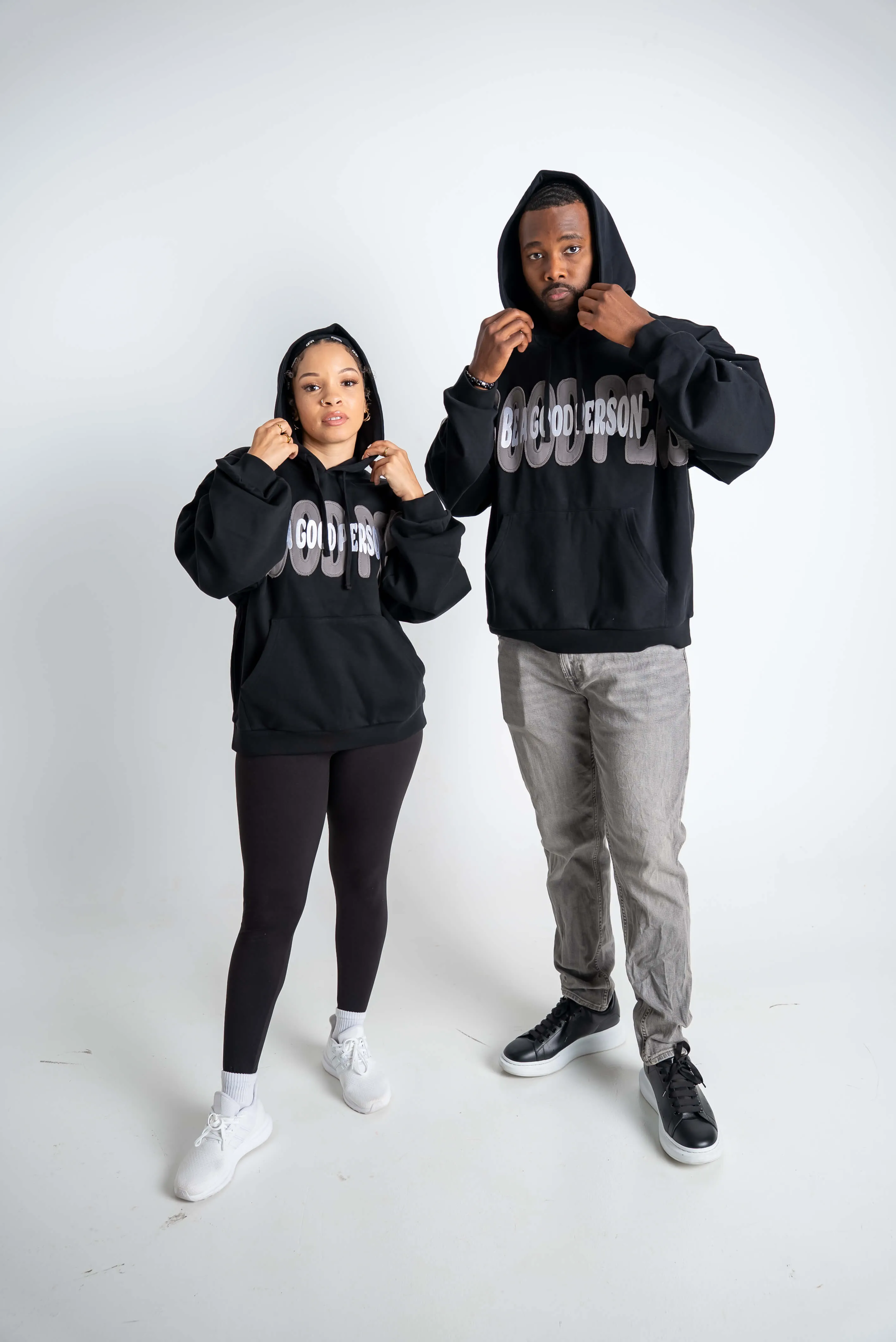 Brown bear like Pinched Slouch Fit Hoodie - Black