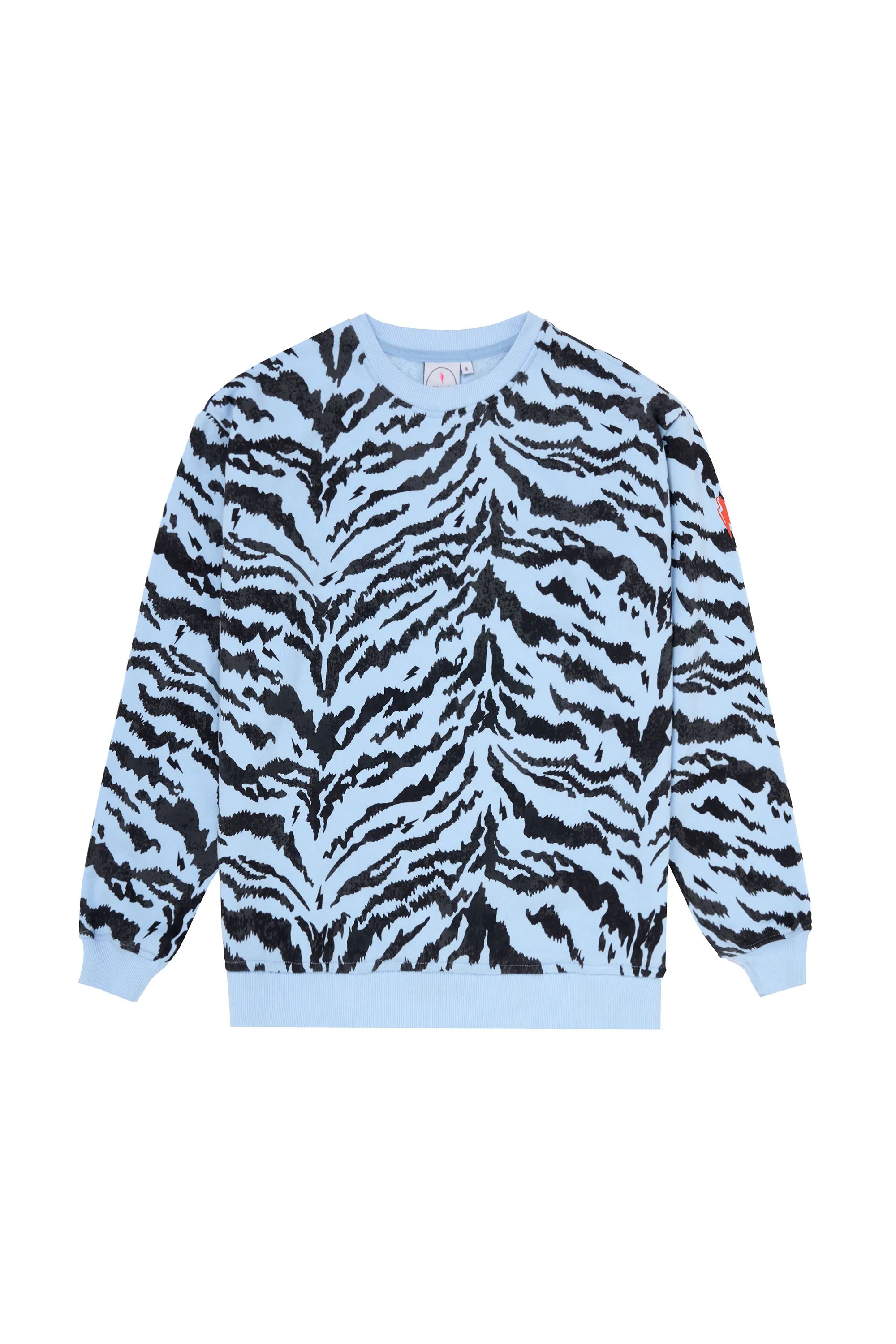 Pastel Shade Pale Blue with Black Texture Tiger Oversized Sweatshirt