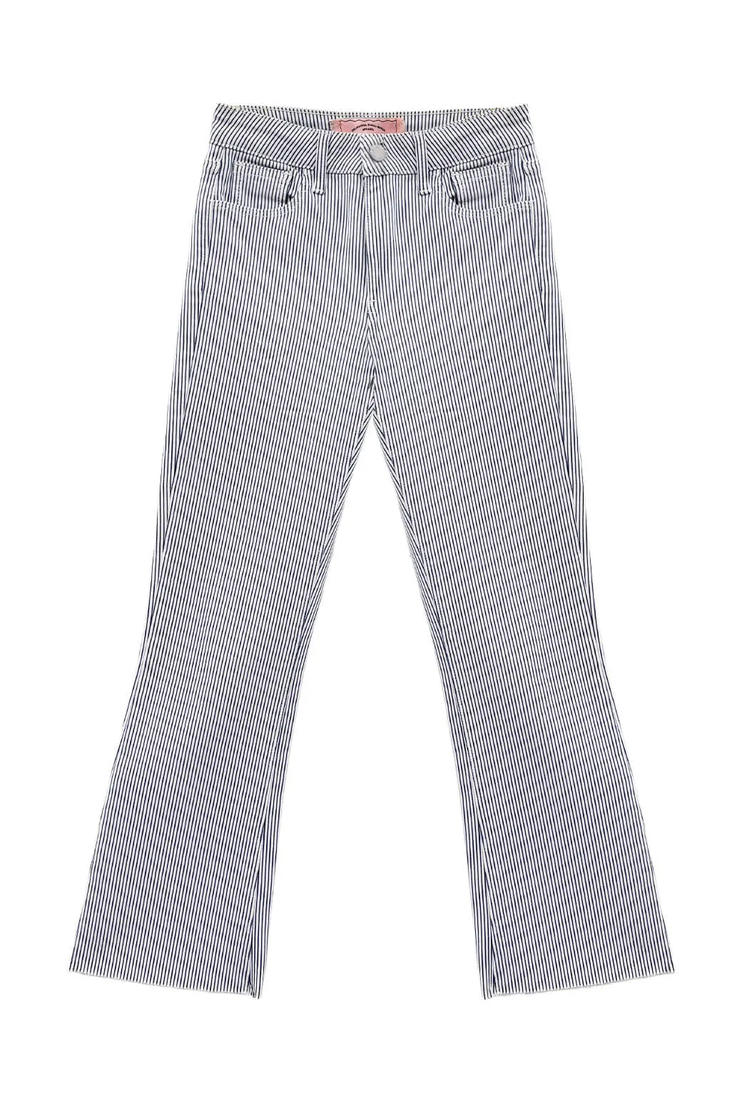 Quick Dry Technology Easy Care Fabric Cropped Flares - Railroad Stripe