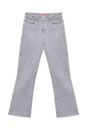 Quick Dry Technology Easy Care Fabric Cropped Flares - Railroad Stripe