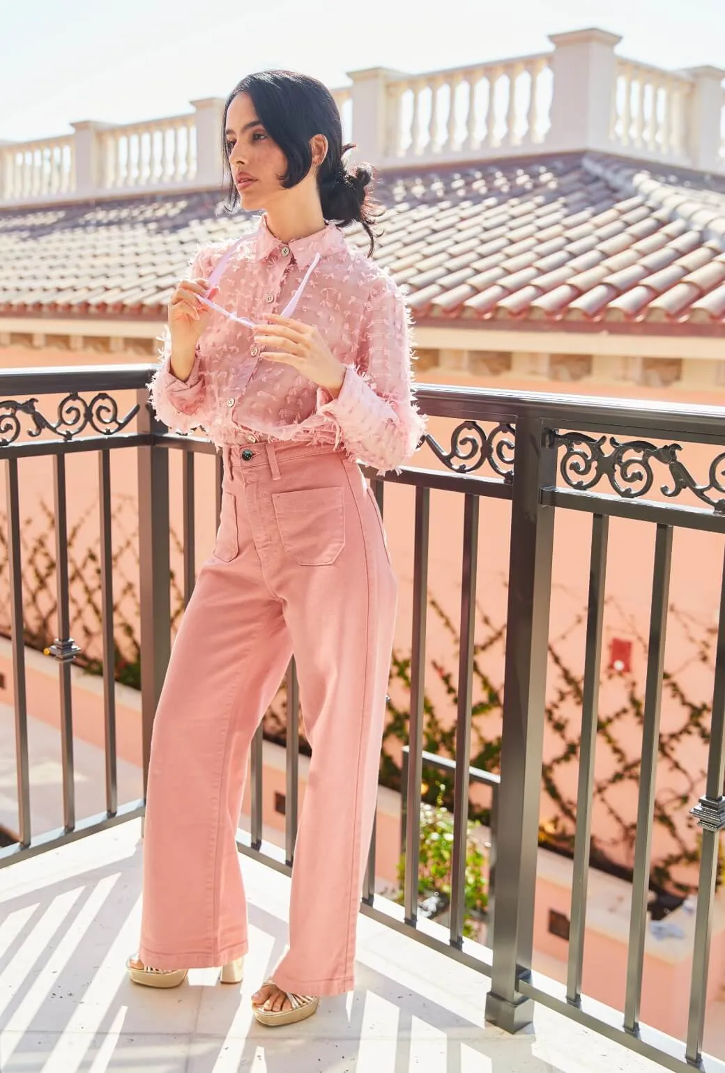 No Ride Up Patch Pocket Jeans - Rose
