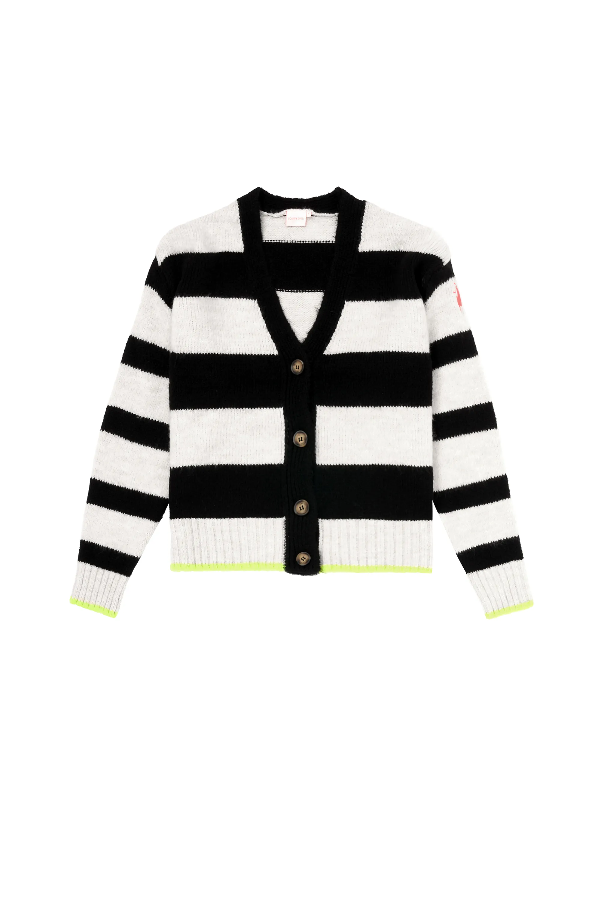 Cream with Black Bold Stripe Cardigan MoistureWicking