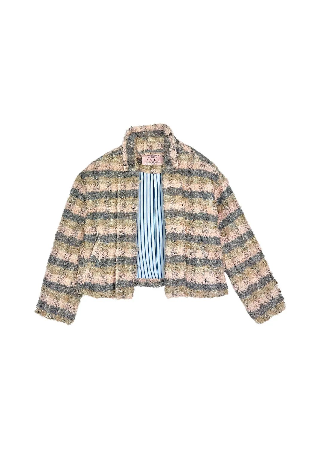 Cropped Blazer - Iridescent Tweed Airy Layer Fit Rainy Day