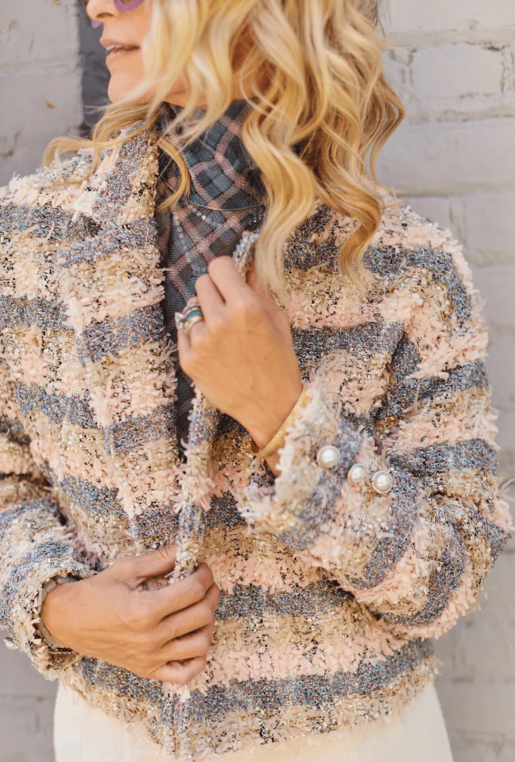 All Year Use Cropped Blazer - Iridescent Tweed