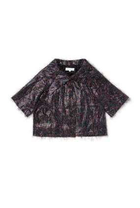 Cropped Car Coat - Rainbow Tinsel Vegan Safe Quick Release Fasteners